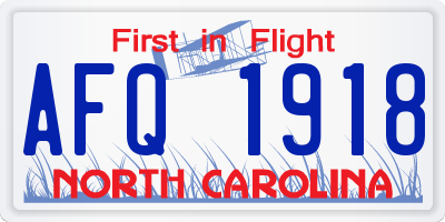 NC license plate AFQ1918