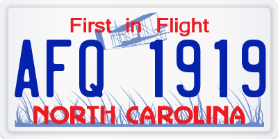 NC license plate AFQ1919