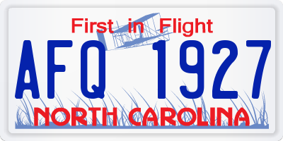 NC license plate AFQ1927