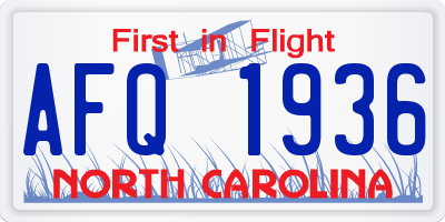 NC license plate AFQ1936