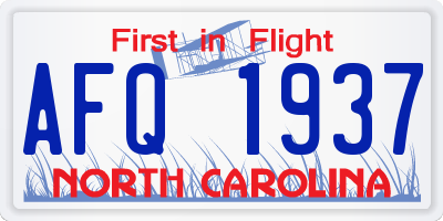 NC license plate AFQ1937