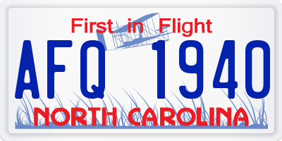 NC license plate AFQ1940