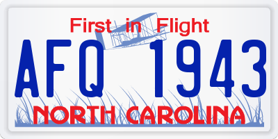 NC license plate AFQ1943