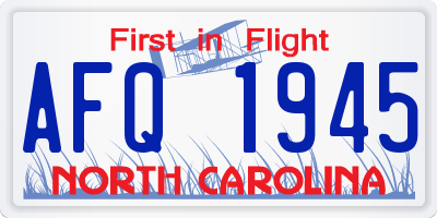 NC license plate AFQ1945