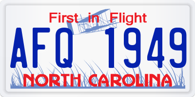 NC license plate AFQ1949