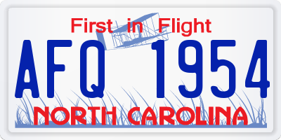 NC license plate AFQ1954