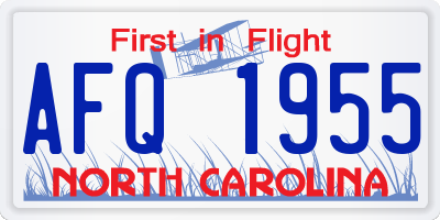 NC license plate AFQ1955