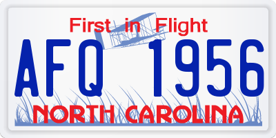 NC license plate AFQ1956