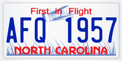 NC license plate AFQ1957