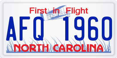NC license plate AFQ1960
