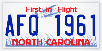 NC license plate AFQ1961