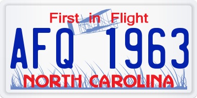 NC license plate AFQ1963