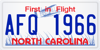 NC license plate AFQ1966