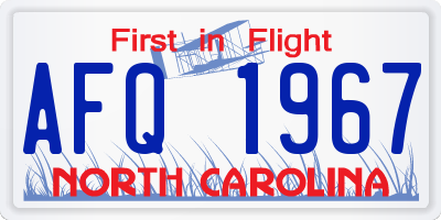 NC license plate AFQ1967