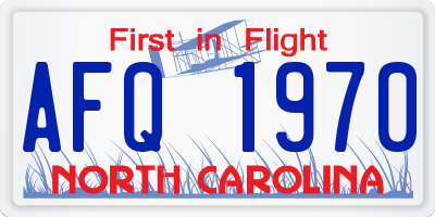 NC license plate AFQ1970