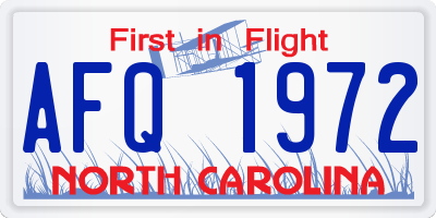 NC license plate AFQ1972