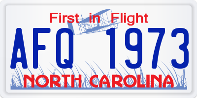 NC license plate AFQ1973