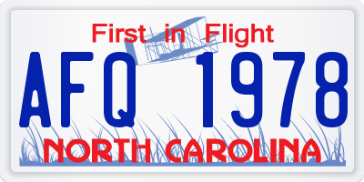NC license plate AFQ1978