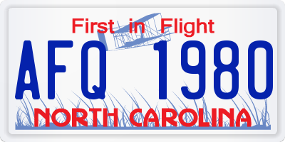 NC license plate AFQ1980
