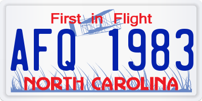 NC license plate AFQ1983