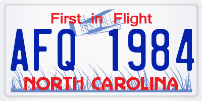 NC license plate AFQ1984