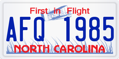 NC license plate AFQ1985