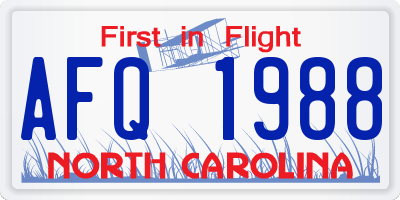 NC license plate AFQ1988