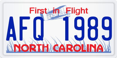 NC license plate AFQ1989