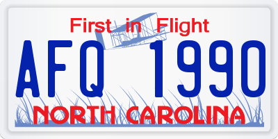 NC license plate AFQ1990