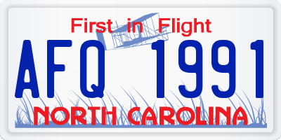 NC license plate AFQ1991