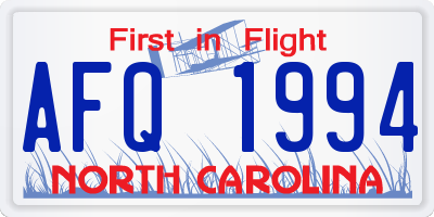 NC license plate AFQ1994