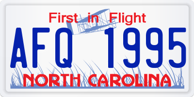 NC license plate AFQ1995