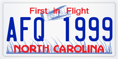 NC license plate AFQ1999