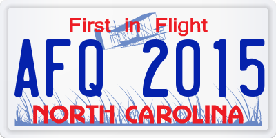 NC license plate AFQ2015