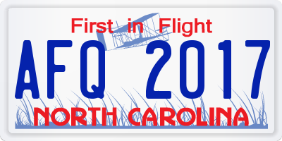 NC license plate AFQ2017