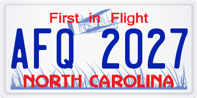 NC license plate AFQ2027