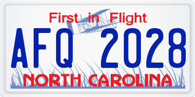 NC license plate AFQ2028