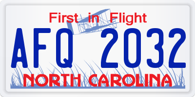 NC license plate AFQ2032