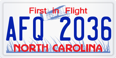 NC license plate AFQ2036