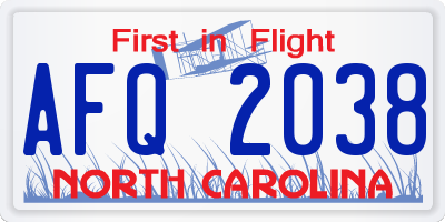 NC license plate AFQ2038