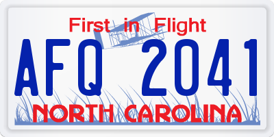 NC license plate AFQ2041