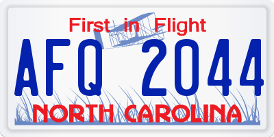 NC license plate AFQ2044