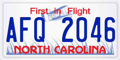 NC license plate AFQ2046