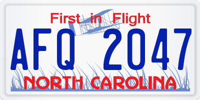 NC license plate AFQ2047