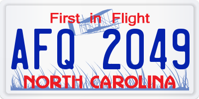NC license plate AFQ2049