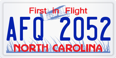 NC license plate AFQ2052