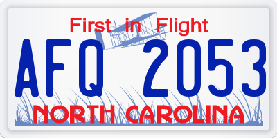 NC license plate AFQ2053
