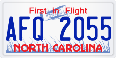 NC license plate AFQ2055