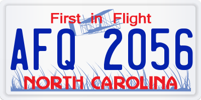 NC license plate AFQ2056