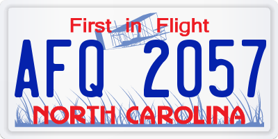 NC license plate AFQ2057